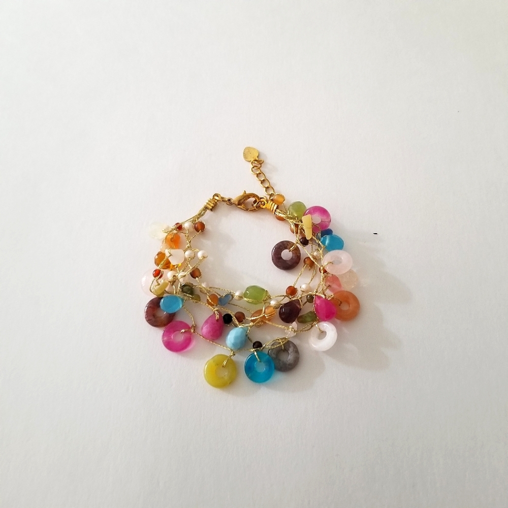 Multicoloured Stone Bead Bracelet